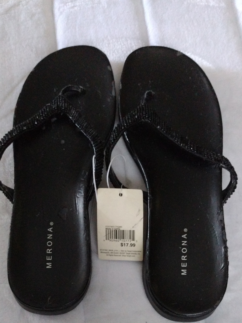 Merona Black Beaded Thong Sandals for Women - Sleek Casual Style
